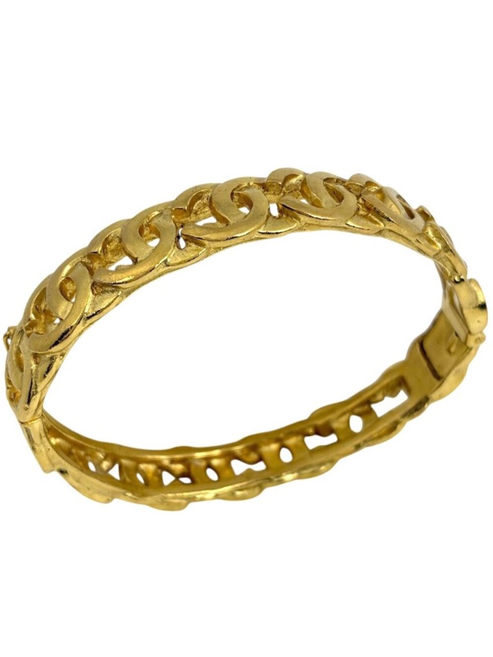 Chanel CC Logo Bangle Gold Plated Bracelet